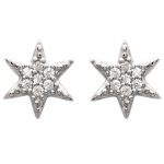 Boucles d'oreilles étoile en argent 925/000 rhodié et oxyde de zirconium.