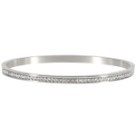 Bracelet jonc rigide en acier argenté et strass en cristaux synthétiques.