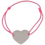Bracelet fantaisie avec cordon élastique en textile et coeur en métal argenté.