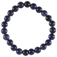 Bracelet boules élastique de perles en véritable pierre de Lapis Lazuli.