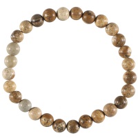Bracelet boules élastique de perles en véritable pierre de jaspe paysage. Le jaspe est une pierre de renforcement de l'organisme. Il aide à la méditation et permet de développer la créativité, il offre harmonie et équilibre. Il permet de surmonter les peines de cœur et surmonter les passions.