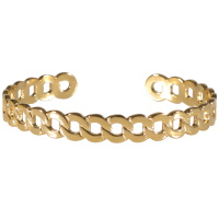 Bracelet jonc ouvert en forme de chaîne en acier doré.