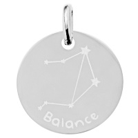 Pendentif avec motif de la constellation du signe du zodiaque Balance en argent 925/000 rhodié.