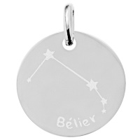 Pendentif avec motif de la constellation du signe du zodiaque Bélier en argent 925/000 rhodié.