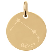 Pendentif avec motif de la constellation du signe du zodiaque Bélier en plaqué or jaune 18 carats.