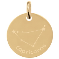 Pendentif avec motif de la constellation du signe du zodiaque Capricorne en plaqué or jaune 18 carats.