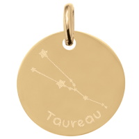 Pendentif avec motif de la constellation du signe du zodiaque Taureau en plaqué or jaune 18 carats.