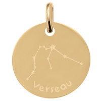 Pendentif avec motif de la constellation du signe du zodiaque Verseau en plaqué or jaune 18 carats.