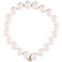 Bracelet élastique composé d'un fil de nylon et de perles de couleur blanche.