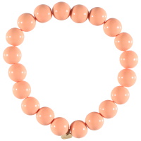 Bracelet élastique composé d'un fil de nylon et de perles de couleur orange brillant.
