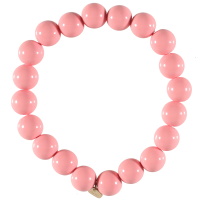 Bracelet élastique composé d'un fil de nylon et de perles de couleur rose brillant.