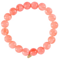 Bracelet élastique composé d'un fil de nylon et de perles de couleur orange.