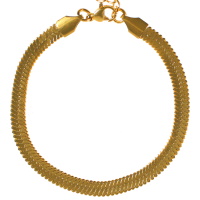 Bracelet composé d'une chaîne maille serpent en acier doré. Fermoir mousqueton avec 3 cm de rallonge.