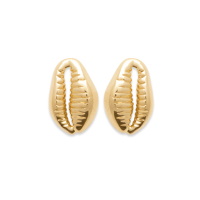 Boucles d'oreilles pendantes en forme de coquillage cauri en plaqué or jaune 18 carats.