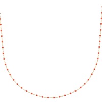 Collier en plaqué or 18 carats avec perles de miyuki de couleur rouge. Fermoir mousqueton avec 3 cm de rallonge.