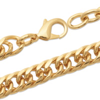 Bracelet chaîne grosse maille en plaqué or jaune 18 carats. Fermoir mousqueton avec 2 cm de rallonge.