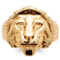 Bague en forme de tête de lion en plaqué or jaune 18 carats.