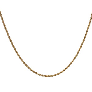 Collier composé d'une chaîne torsade en acier doré. Fermoir mousqueton avec 5 cm de rallonge.