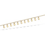 Bracelet avec pampilles plates rondes en plaqué or jaune 18 carats.