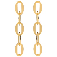 Boucles d'oreilles pendantes au motif de chaîne en acier doré.