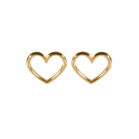 Boucles d'oreilles puces en forme de cœur en acier doré.