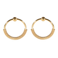 Boucles d'oreilles pendantes avec un cercle en acier doré.