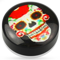 Faux piercing magnétique en acrylique avec motif de tête de mort.