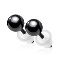 Boucles d'oreilles puces boules en céramique de couleur noire.