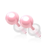 Boucles d'oreilles puces boules en céramique de couleur rose.