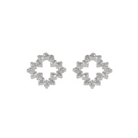 Boucles d'oreilles pendantes en acier argenté pavées de strass.