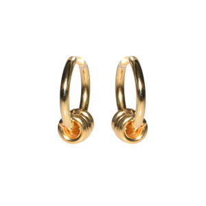 Boucles d'oreilles créoles fil rond avec 4 anneaux en acier doré.