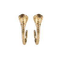 Boucles d'oreilles pendantes en forme de serpent cobra en acier doré.