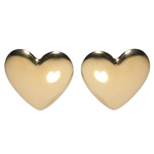 Boucles d'oreilles pendantes en forme de cœur en acier doré.