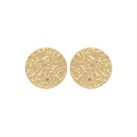 Boucles d'oreilles puces surface froissée en plaqué or jaune 18 carats.