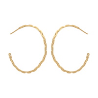 Boucles d'oreilles créoles ouvertes en forme de chaîne maille forçat en plaqué or jaune 18 carats.