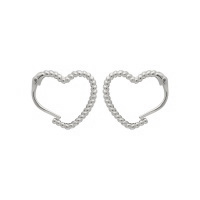 Boucles d'oreilles créoles en forme de cœur en argent 925/000 rhodié.