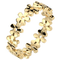 Bague anneau composée de fleurs en acier doré.