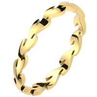 Bague anneau composée de feuilles en acier doré.