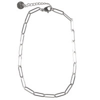 Bracelet chaîne de cheville composé d'une chaîne en acier argenté. Fermoir mousqueton avec 3 cm de rallonge.