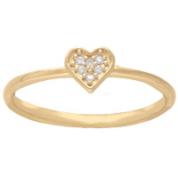 Bague anneau en plaqué or jaune 18 carats surmontée d'un cœur pavé d'oxydes de zirconium blancs.
