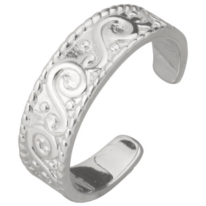 Bague anneau avec motif tribal en argent 925 rhodié. Taille ajustable.