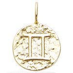 Pendentif signe du zodiaque gémeaux en plaqué or.