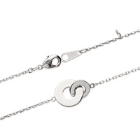 Bracelet avec cercles entrelacés en argent 925/000 rhodié. Fermoir mousqueton avec anneaux de rappel à 16 et 18 cm.