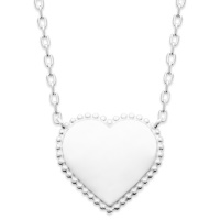 Collier composé d'une chaîne et pendentif cœur en argent 925/000 rhodié. Fermoir mousqueton avec anneaux de rappel de 40, 42 et 45 cm.