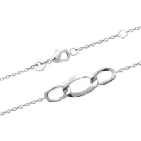 Bracelet composé d'une chaîne et d'un motif de chaîne en argent 925/000 rhodié. Fermoir mousqueton avec anneaux de rappel à 16 et 18 cm.
