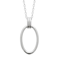 Collier composé d'une chaîne en argent 925/000 rhodié et un pendentif cercle ovale. Fermoir mousqueton avec anneaux de rappel à 40, 42 et 45 cm.