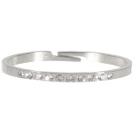Bague anneau en acier argenté et cristaux en verre.