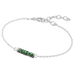 Bracelet Tiki en argent 925/000 rhodié et pierre d'imitation jade.