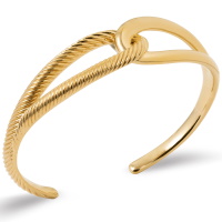 Bracelet jonc rigide au motif d'anneaux entrelacés en plaqué or jaune 18 carats.