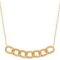 Collier composé d'une chaîne et un pendentif en forme de chaîne grosse maille en plaqué or jaune 18 carats. Fermoir mousqueton avec anneaux de rappel à 40, 42 et 45 cm.